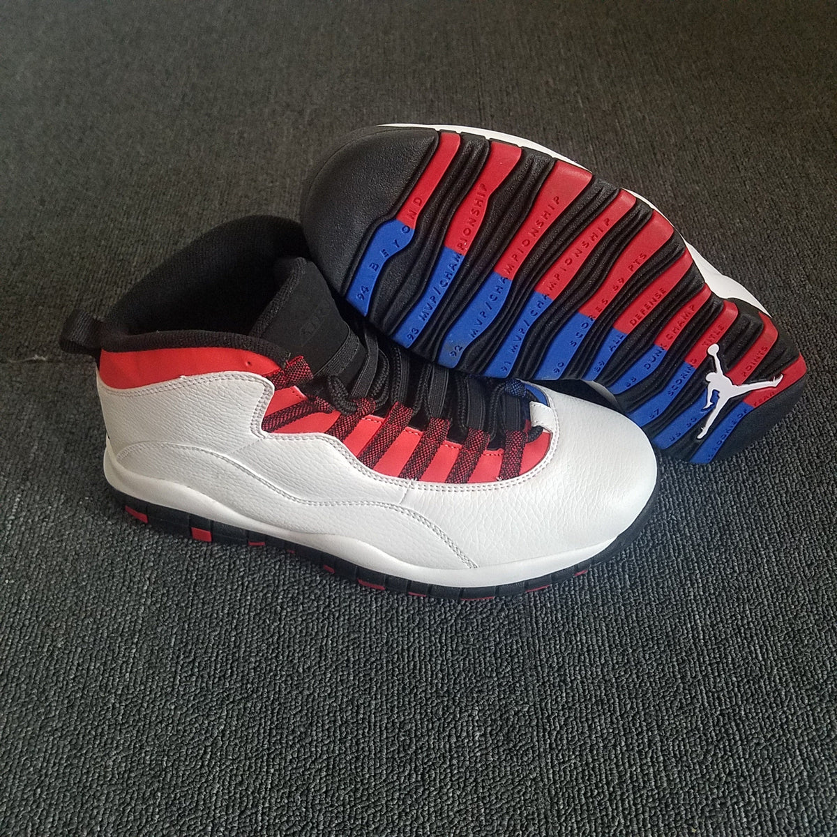 Air Jordan 10 Mismatch High-Top Sneakers White Red Blue