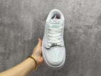 Jordan 1 Low White Sneaker with Swoosh Detail