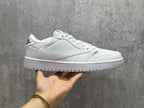 Jordan 1 Low White Sneaker with Swoosh Detail