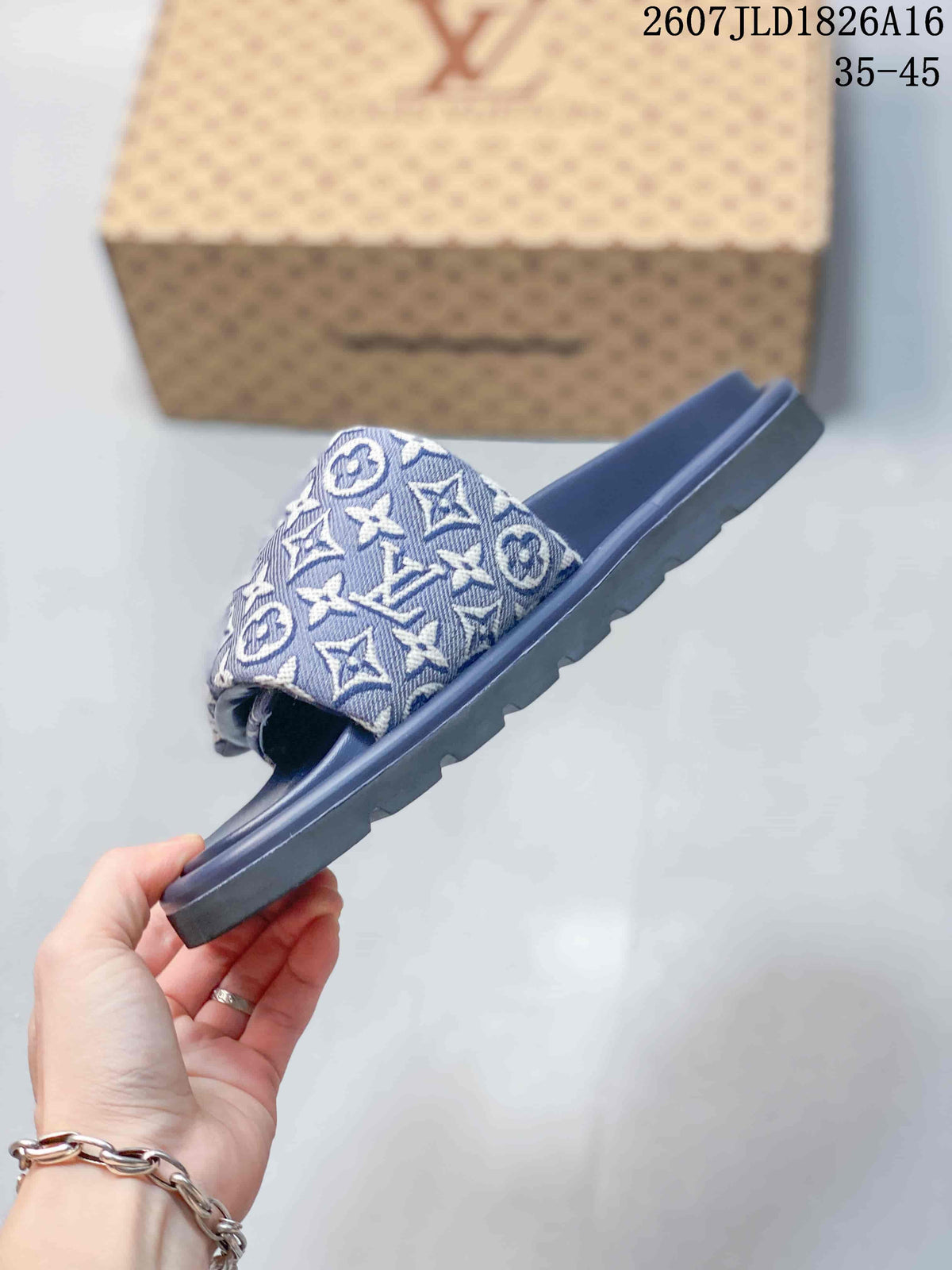 Louis Vuitton Pool Pillow Monogram Slide Sandals Navy