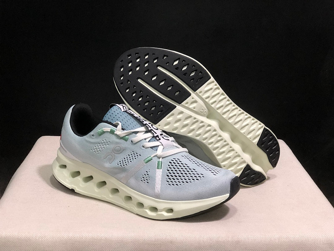 On Cloudsurfer Running Shoes in Mineral and Aloe