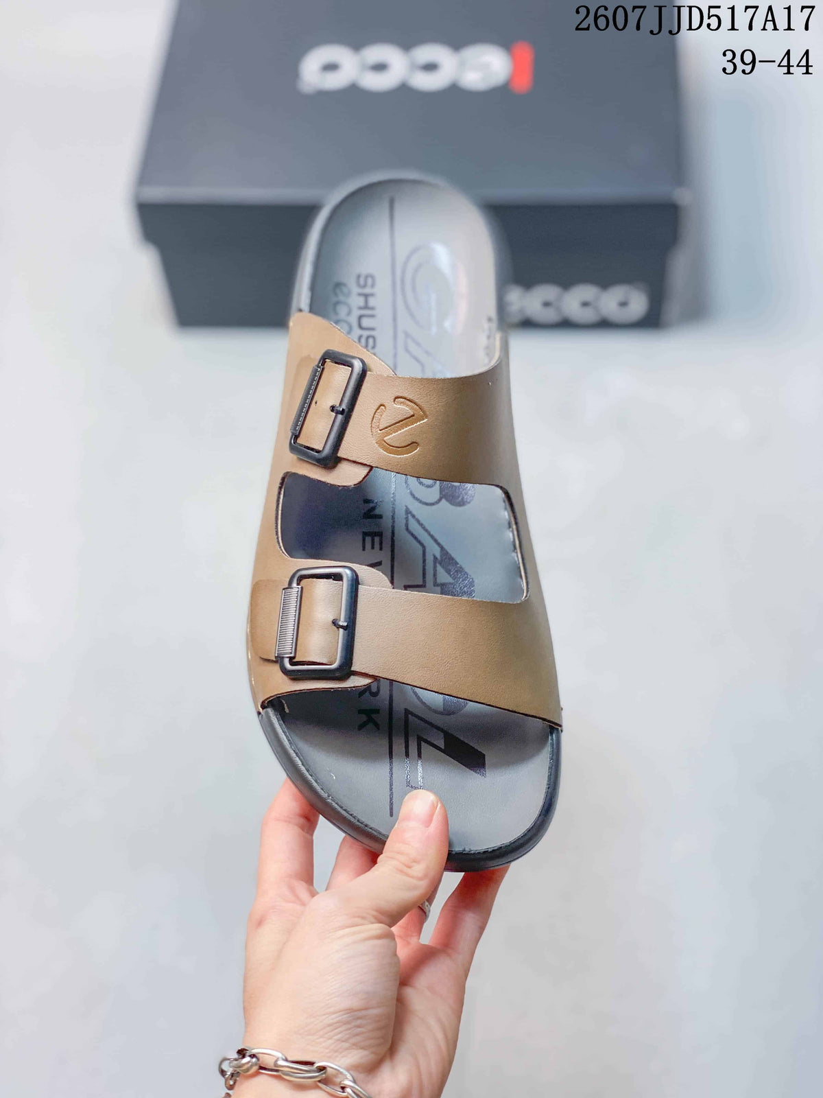 ECCO Double-Buckle Sandals Brown Black 2607JJD517A17