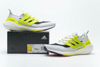 adidas UltraBoost 21 Running Shoes, White and Volt FY1214