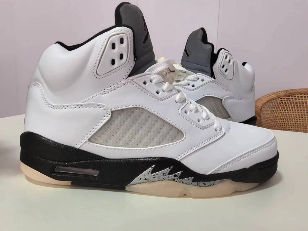 Jordan 5 White and Black High-Top Sneakers
