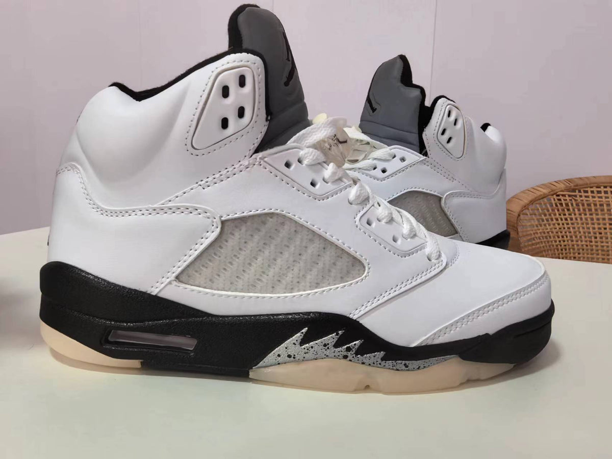 Jordan 5 White and Black High-Top Sneakers