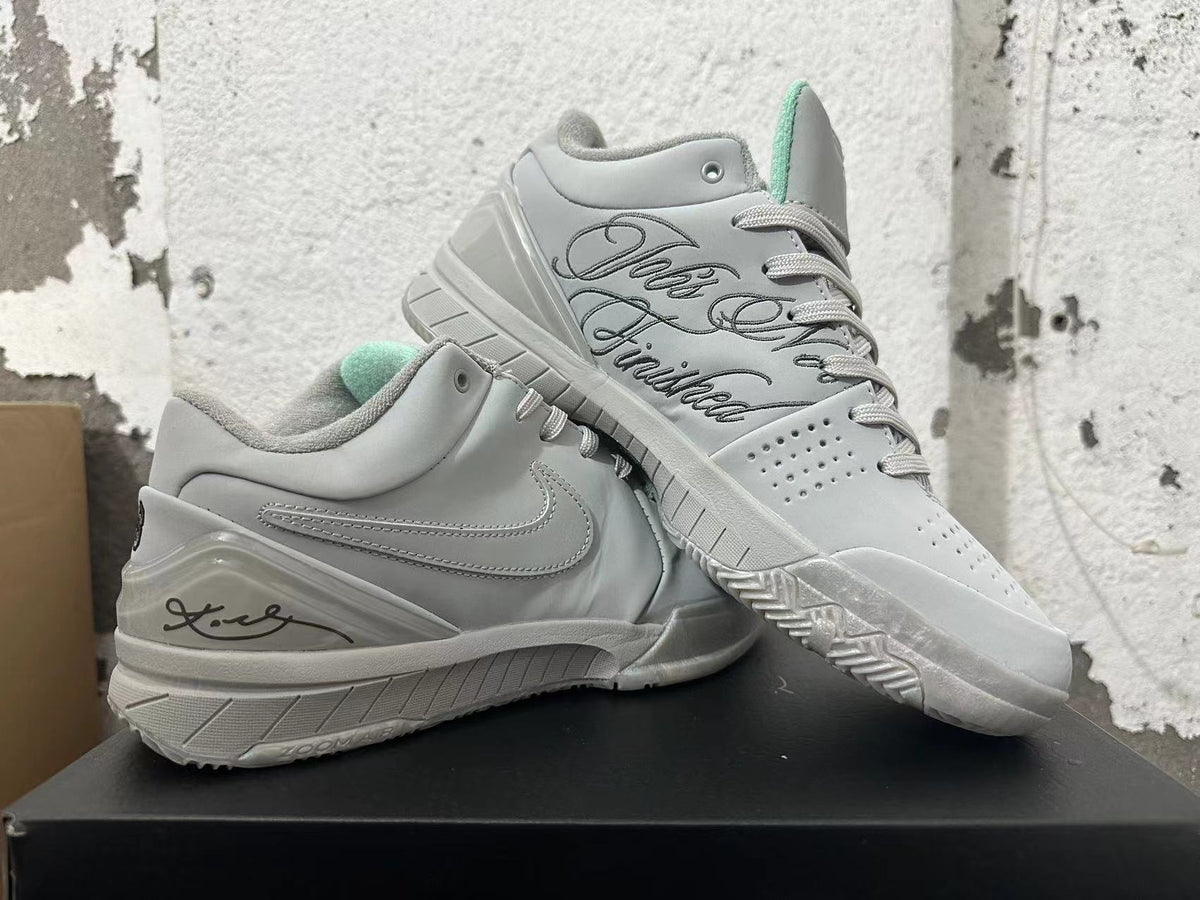 Nike Kobe 4 Protro Basketball Shoes, White and Grey