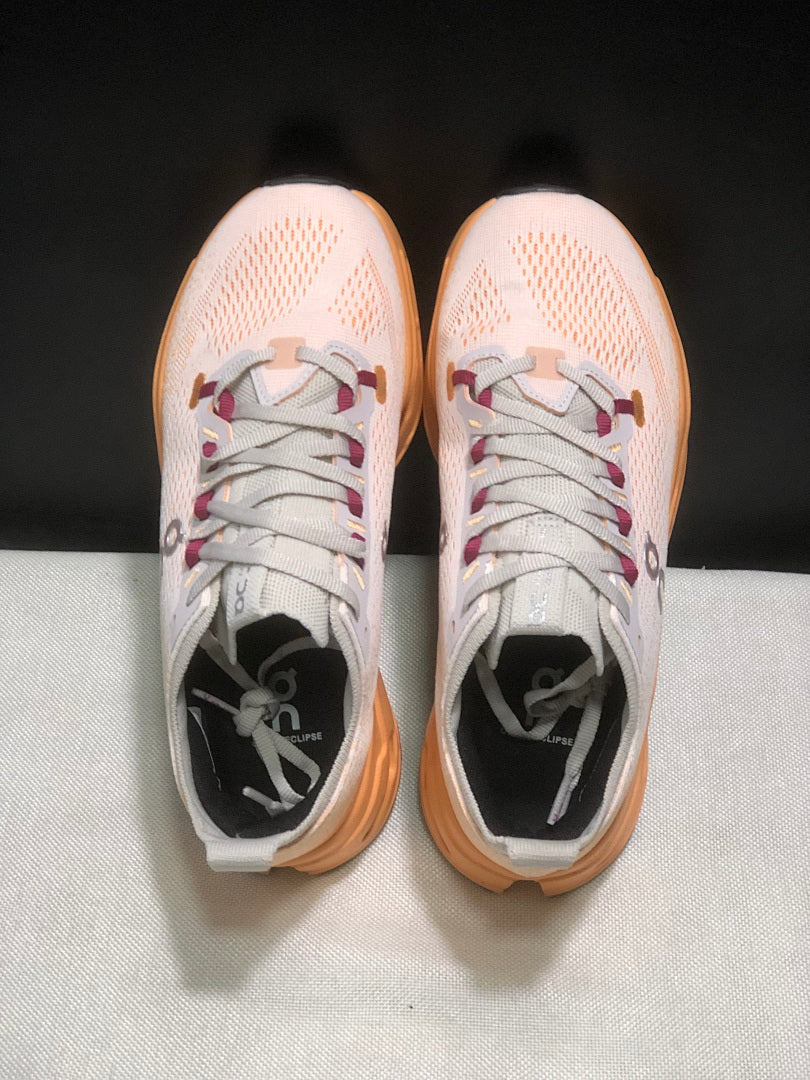 On Cloudsurfer Max Running Shoes in Pearl and Tangerine