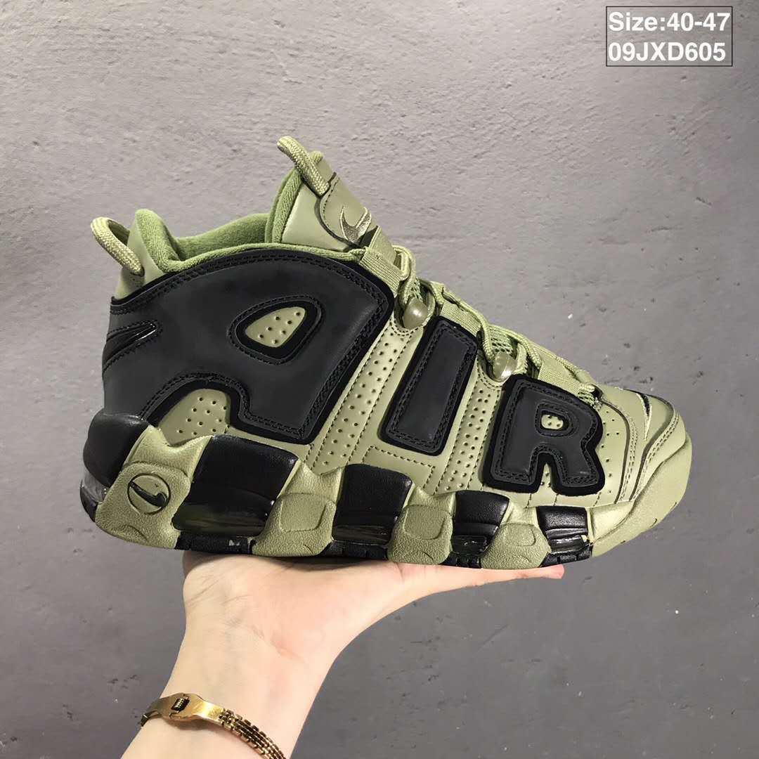 Nike Air More Uptempo Sneakers in Olive and Black