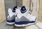 Jordan 3 White and Deep Blue Men's Sneakers