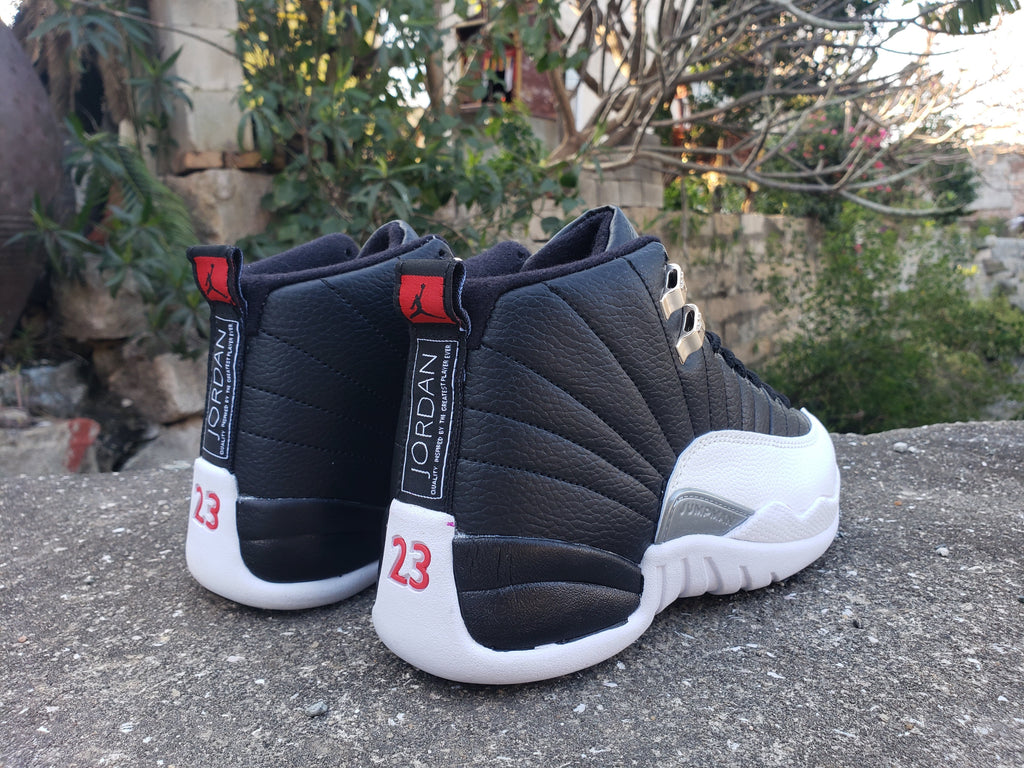 Jordan 12 Retro Playoffs Black and White High-Top Sneakers