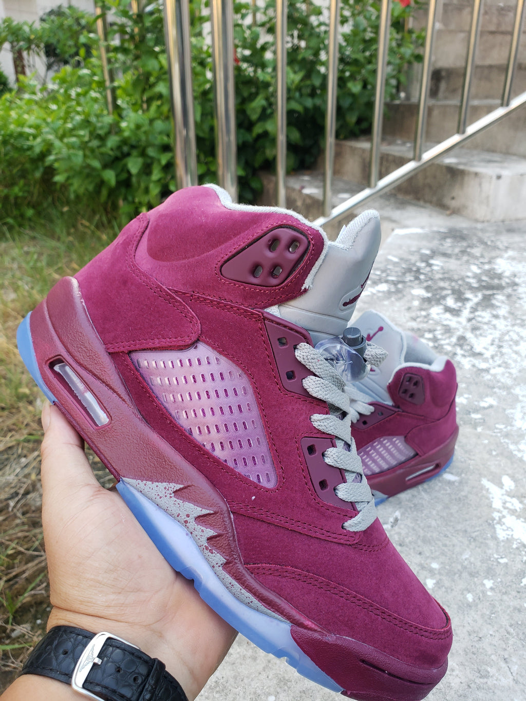 Air Jordan 5 Burgundy High-Top Sneakers