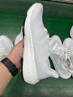 adidas Ultraboost 23 Light Running Shoes, White and Black GY9350