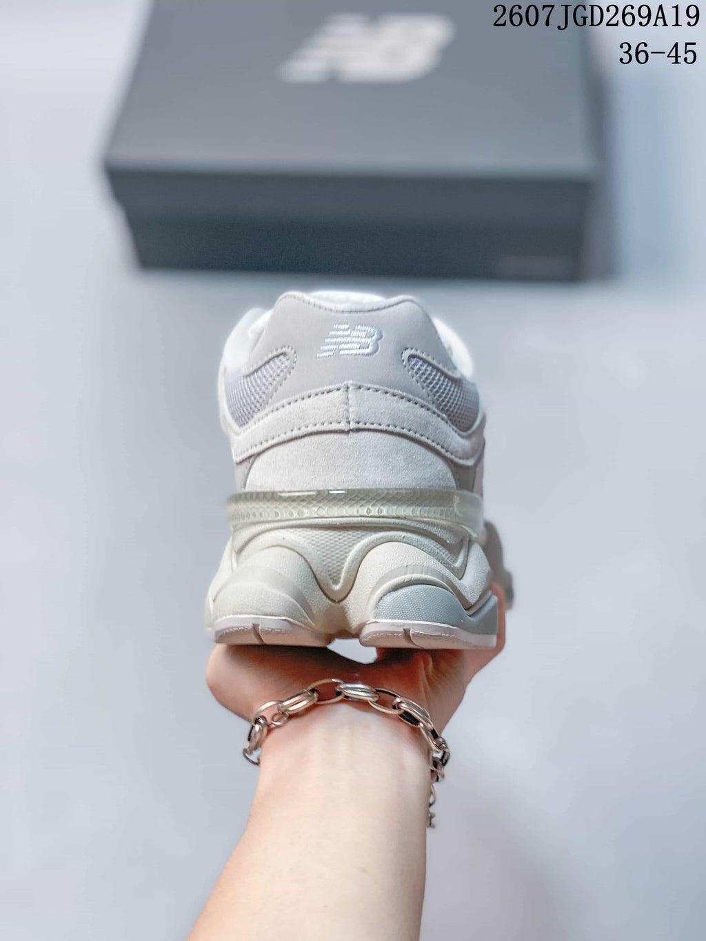 New Balance 9060 Sneakers White with Mint Accents