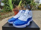 Jordan 11 White and Royal Blue High-Top Sneakers
