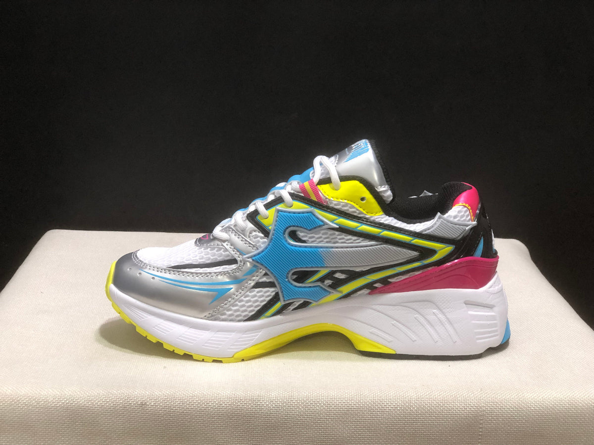 Trapstar Retro Chunky Sneakers in White, Blue and Neon Yellow