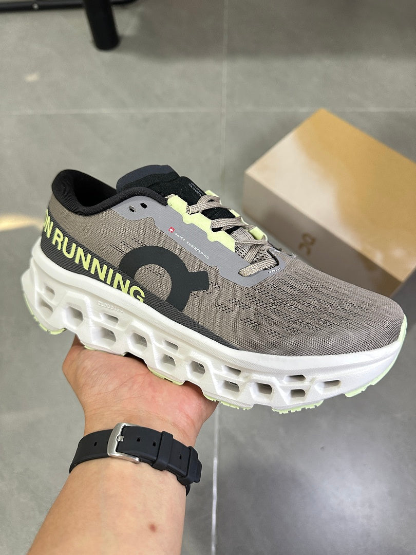 On Running Cloudmonster 2 Running Shoes in Gray and Lime
