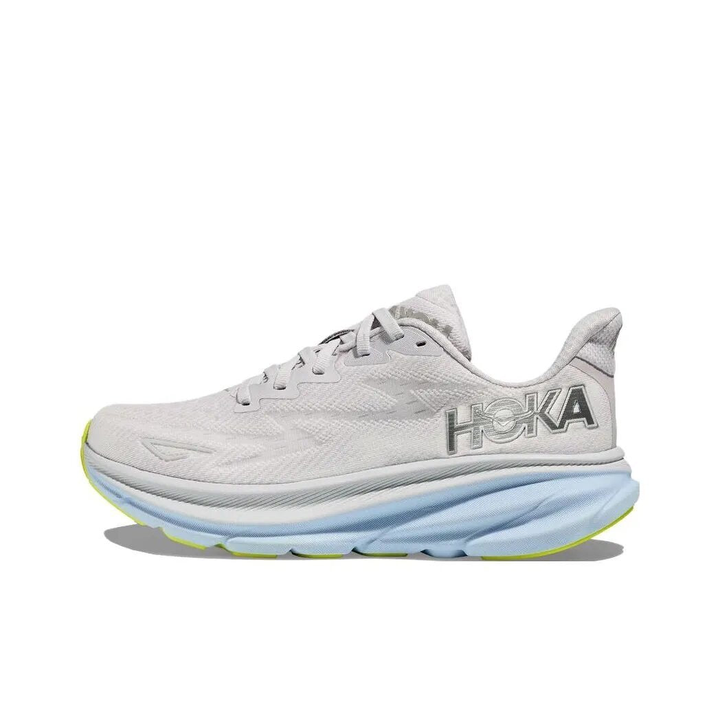 HOKA Clifton 9 Running Shoes in Gray and Blue