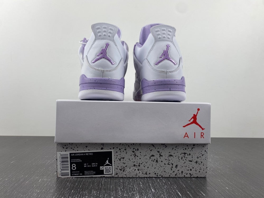 Air Jordan 4 Retro White and Purple Sneakers CT8527-115