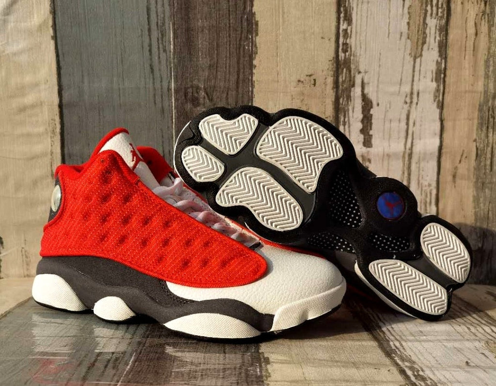 Jordan 13 White, Gray & Red Men's Sneakers