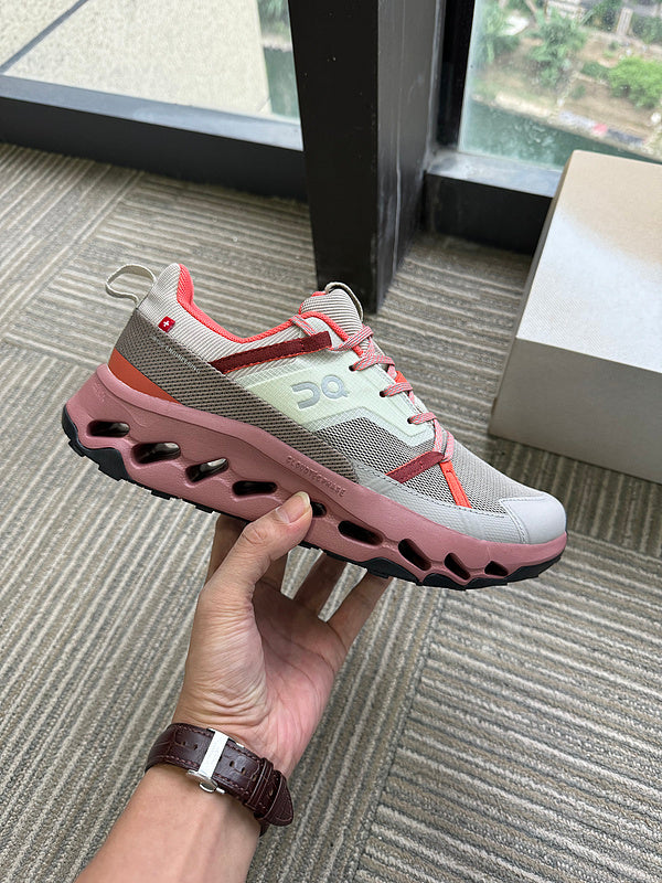 On Running Cloudmonster 5 Sneakers in Pink and Gray