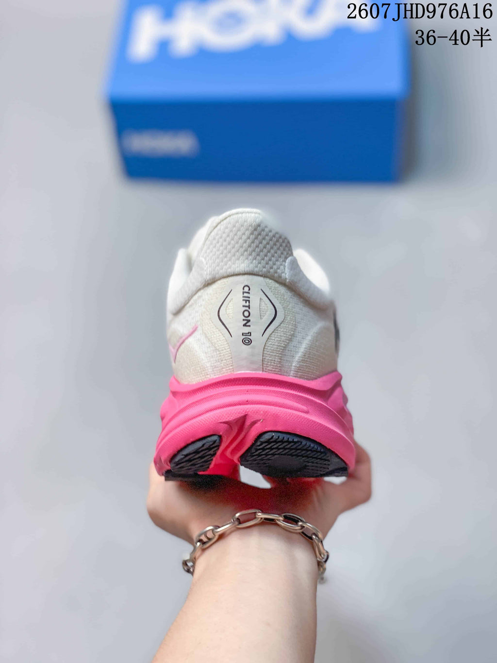 HOKA Clifton 10 White Pink Sneakers 07JHD976A16