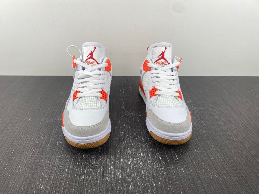 Nike SB x Air Jordan 4 White and Orange Sneakers DR5415-108