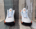 Jordan 13 White and Orange Men's High-Top Sneakers