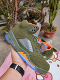 Jordan 5 Olive Green and Orange High-Top Sneakers