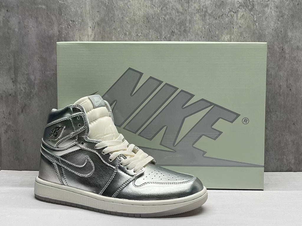 Jordan 1 High Metallic Silver Sneakers