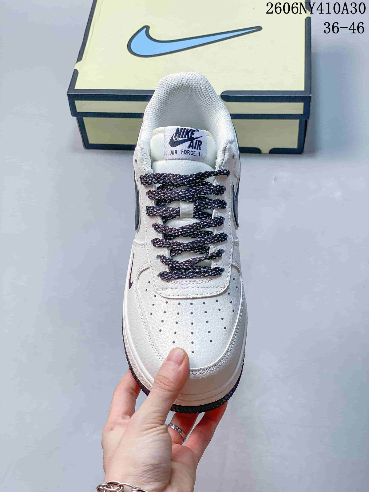 Nike Air Force 1 '07 Low White and Navy Sneakers
