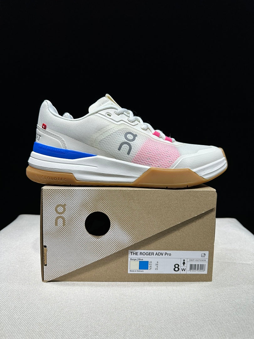On The Roger Advantage Pro Tennis Shoes, White Blue Pink