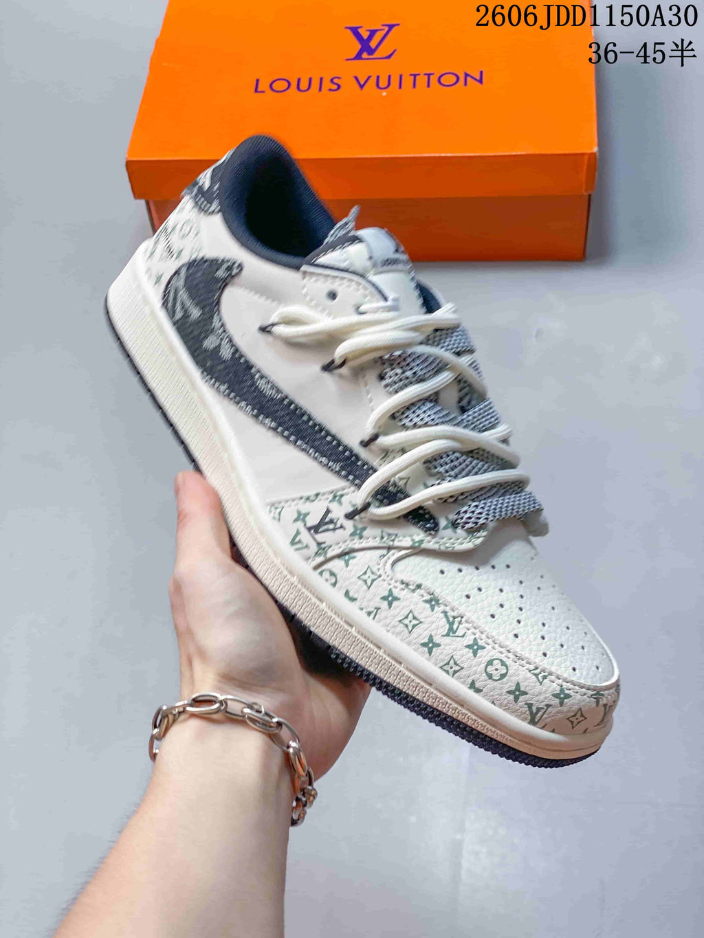 Jordan 1 Low OG SP White Denim Monogram Sneakers
