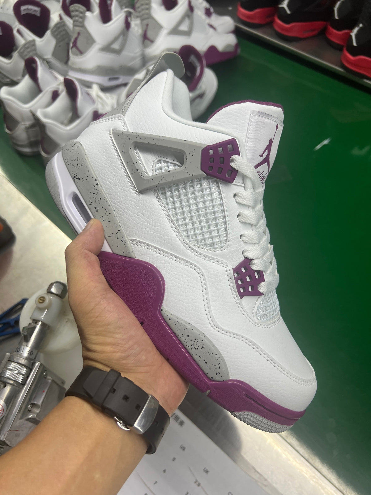 Jordan 4 Retro Sneakers in White and Burgundy