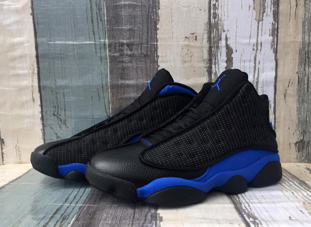 Jordan 13 Black and Royal Blue Sneakers