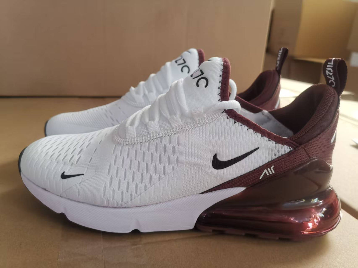 Nike Air Max 270 White and Deep Burgundy Sneakers