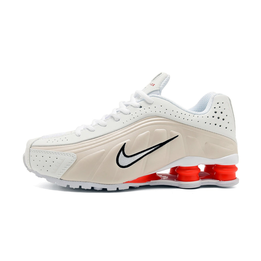 Nike Shox R4 White and Red Sneakers