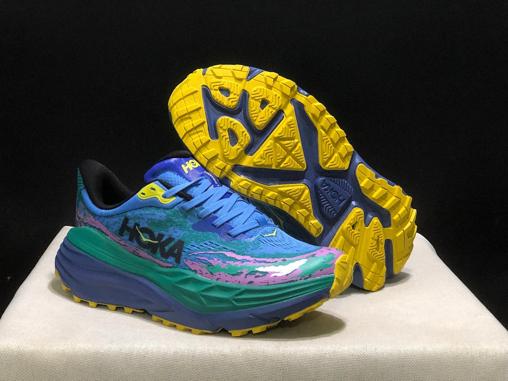 HOKA Stinson 7 Trail Sneakers Blue Green Pink Yellow