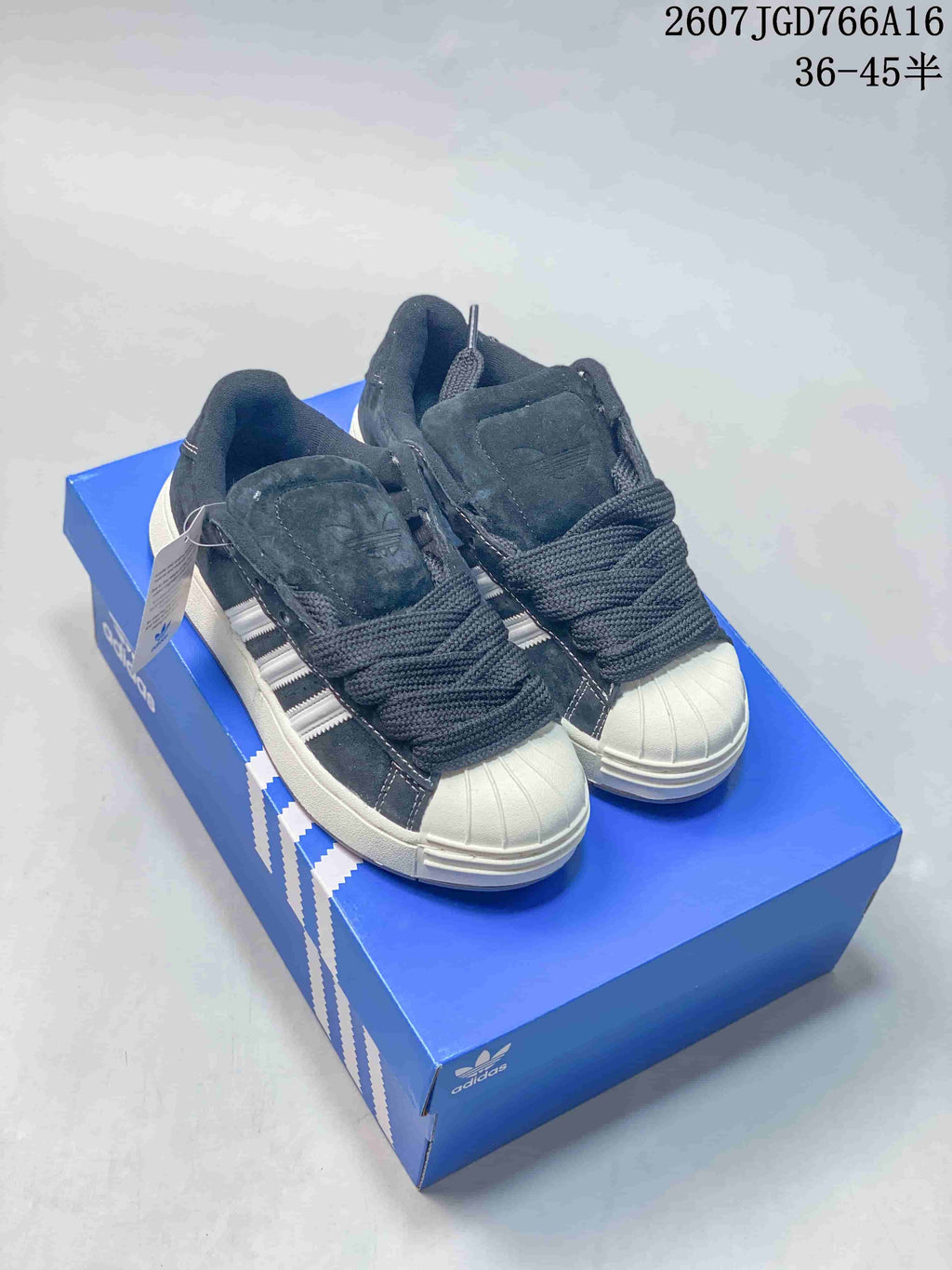 adidas Superstar Shell-Toe Sneakers Black/Gray 2607JGD766A16