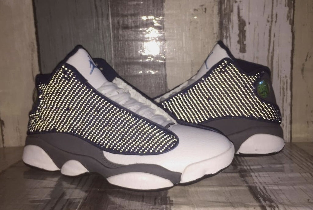 Jordan 13 White, Navy and Gray 3M Sneakers
