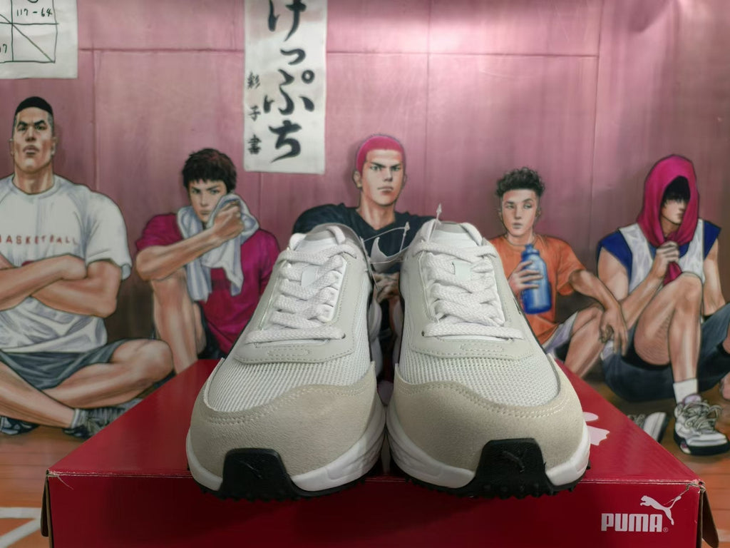 PUMA White and Black Running-Style Sneakers
