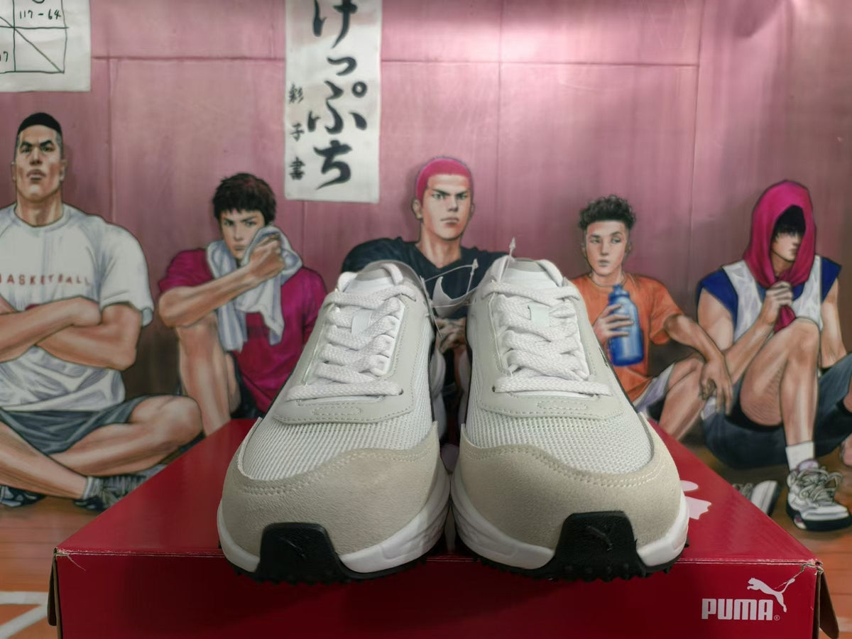 PUMA White and Black Running-Style Sneakers