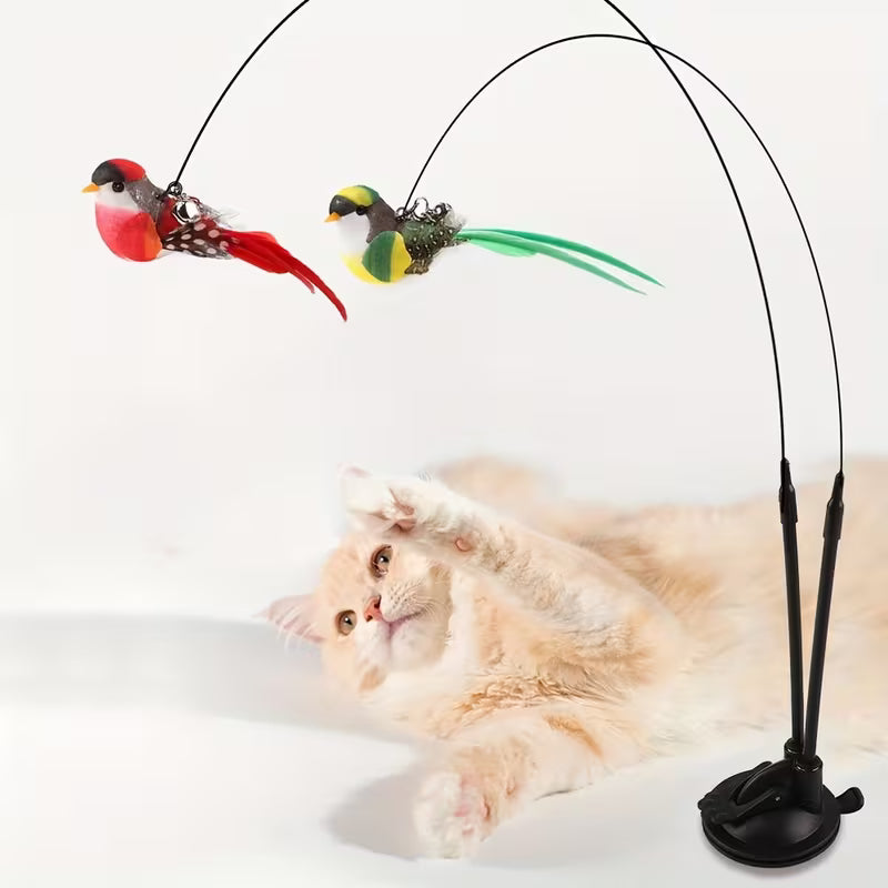 Cat Wand Toy Set with Feather Bird and Bell