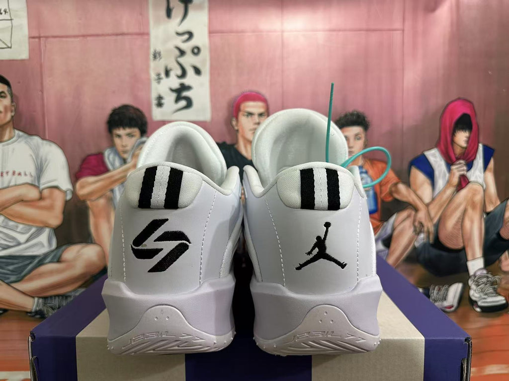 Jordan White Basketball Sneakers with Black Accents