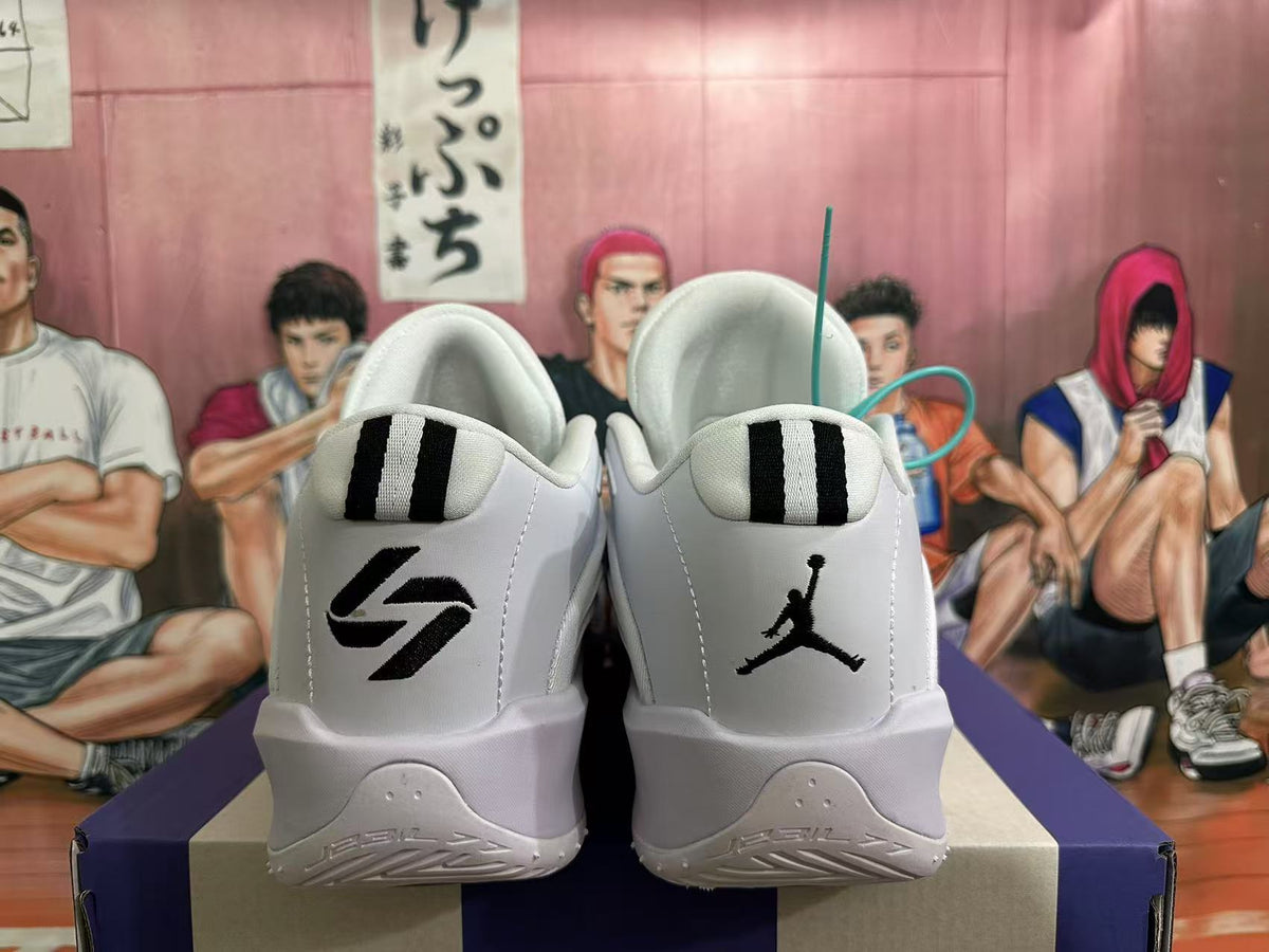 Jordan White Basketball Sneakers with Black Accents