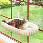 Foldable Cordless Cat Window Perch with Bolster Bed