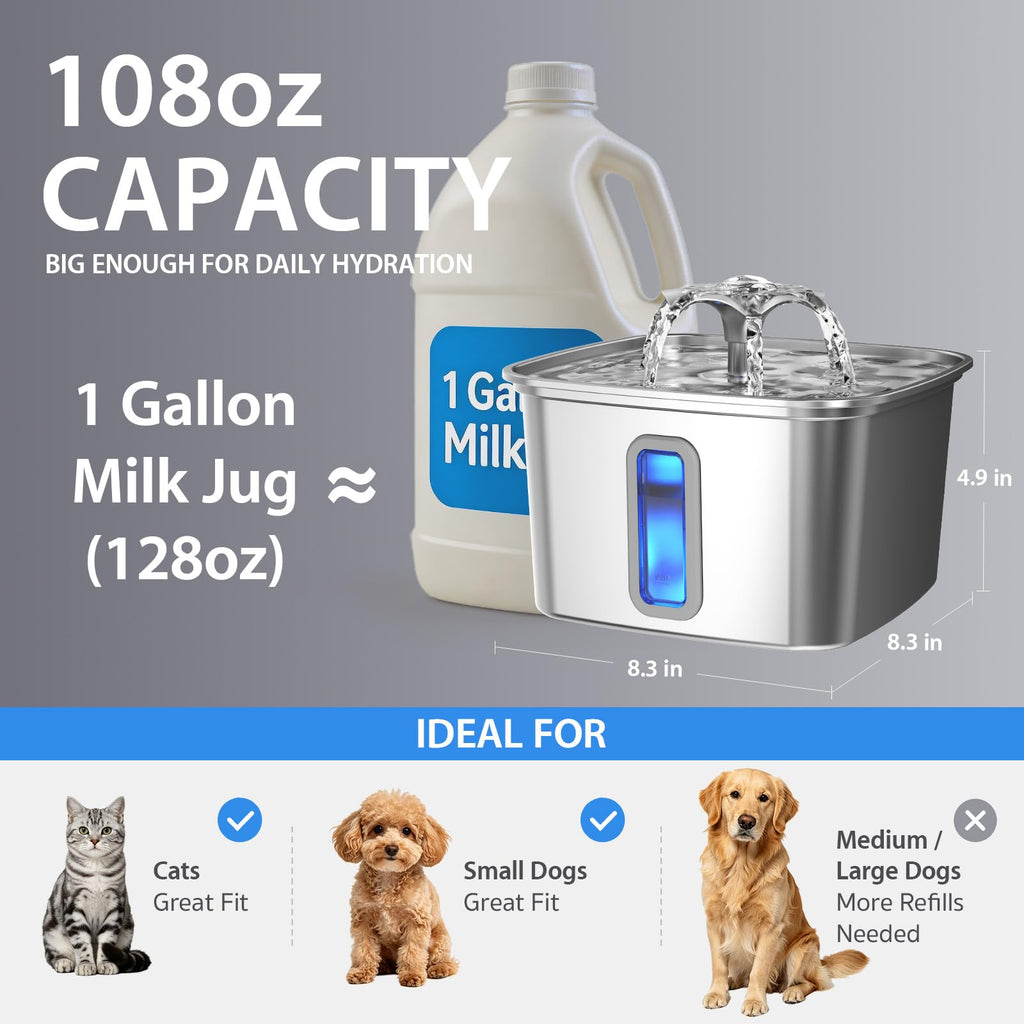 Stainless Steel Automatic Pet Water Fountain with Filters