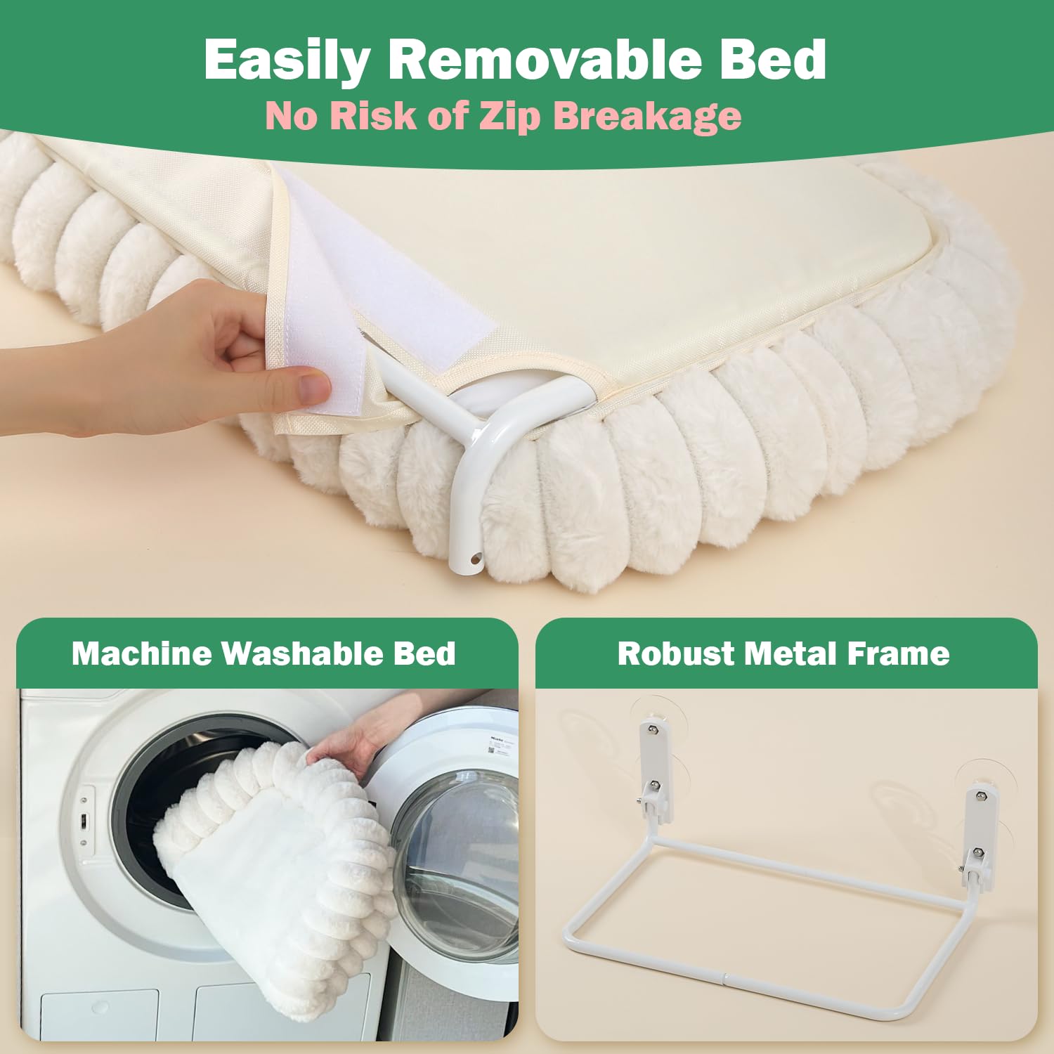Foldable Cordless Cat Window Perch with Bolster Bed