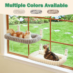 Foldable Cordless Cat Window Perch with Bolster Bed