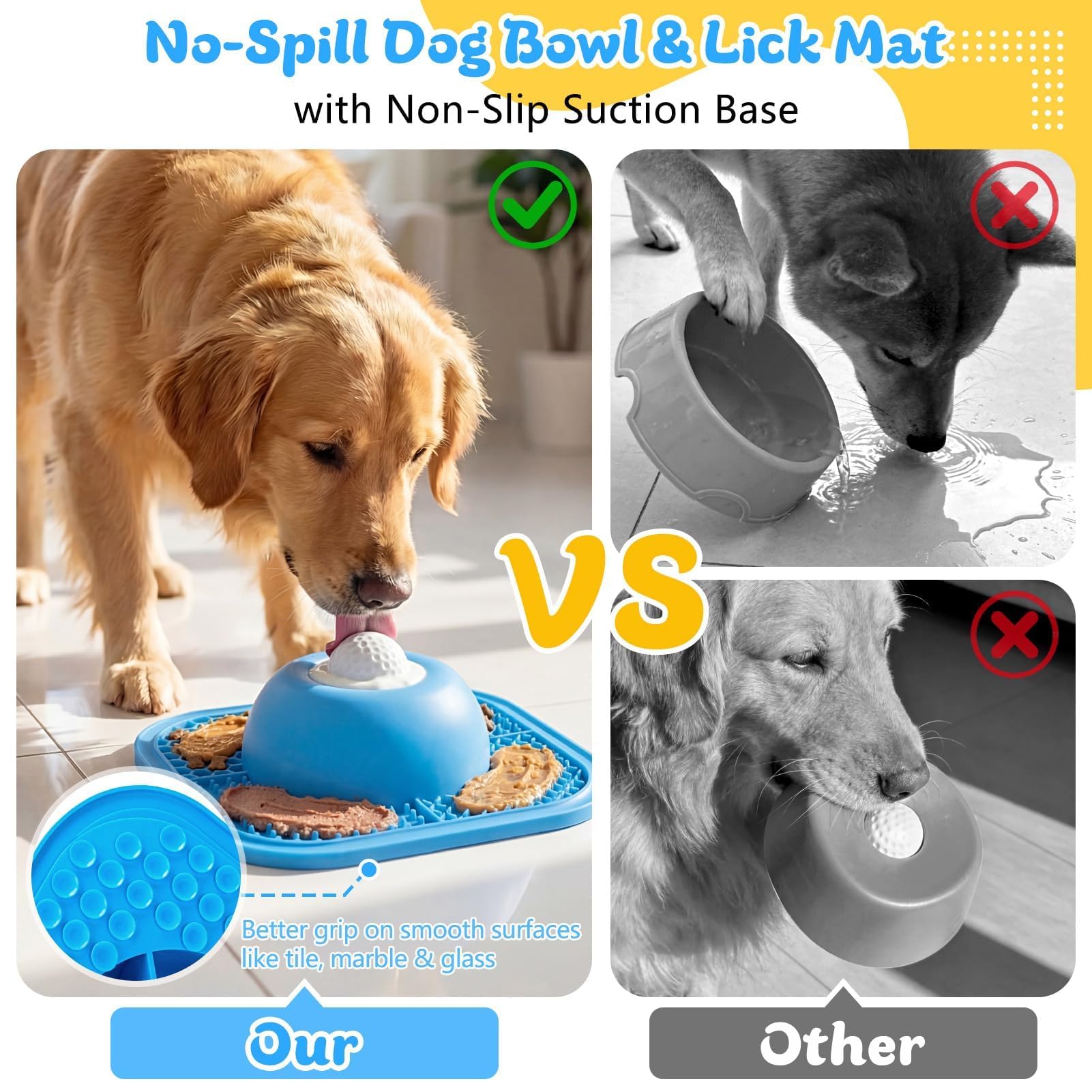 Slow Feeder Dog Bowl and Lick Mat with Ball