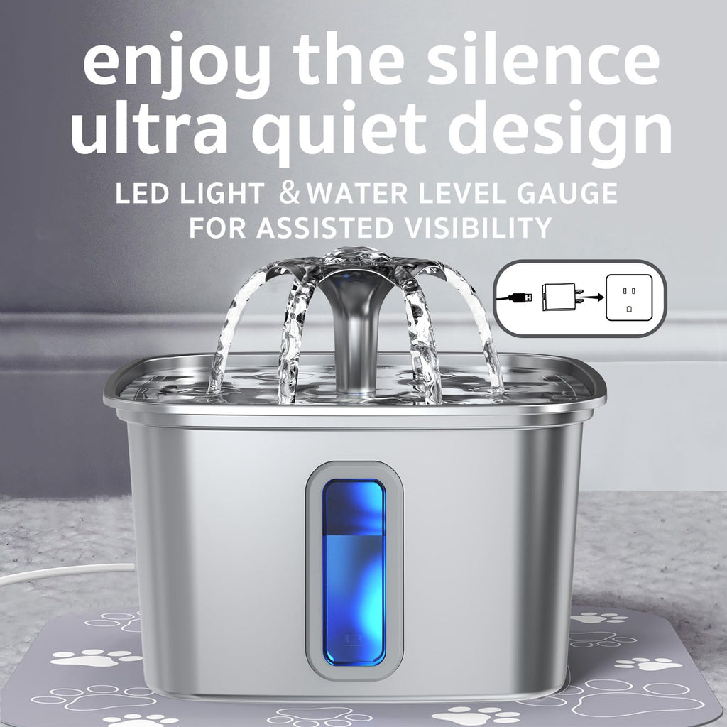 Stainless Steel Automatic Pet Water Fountain with Filters